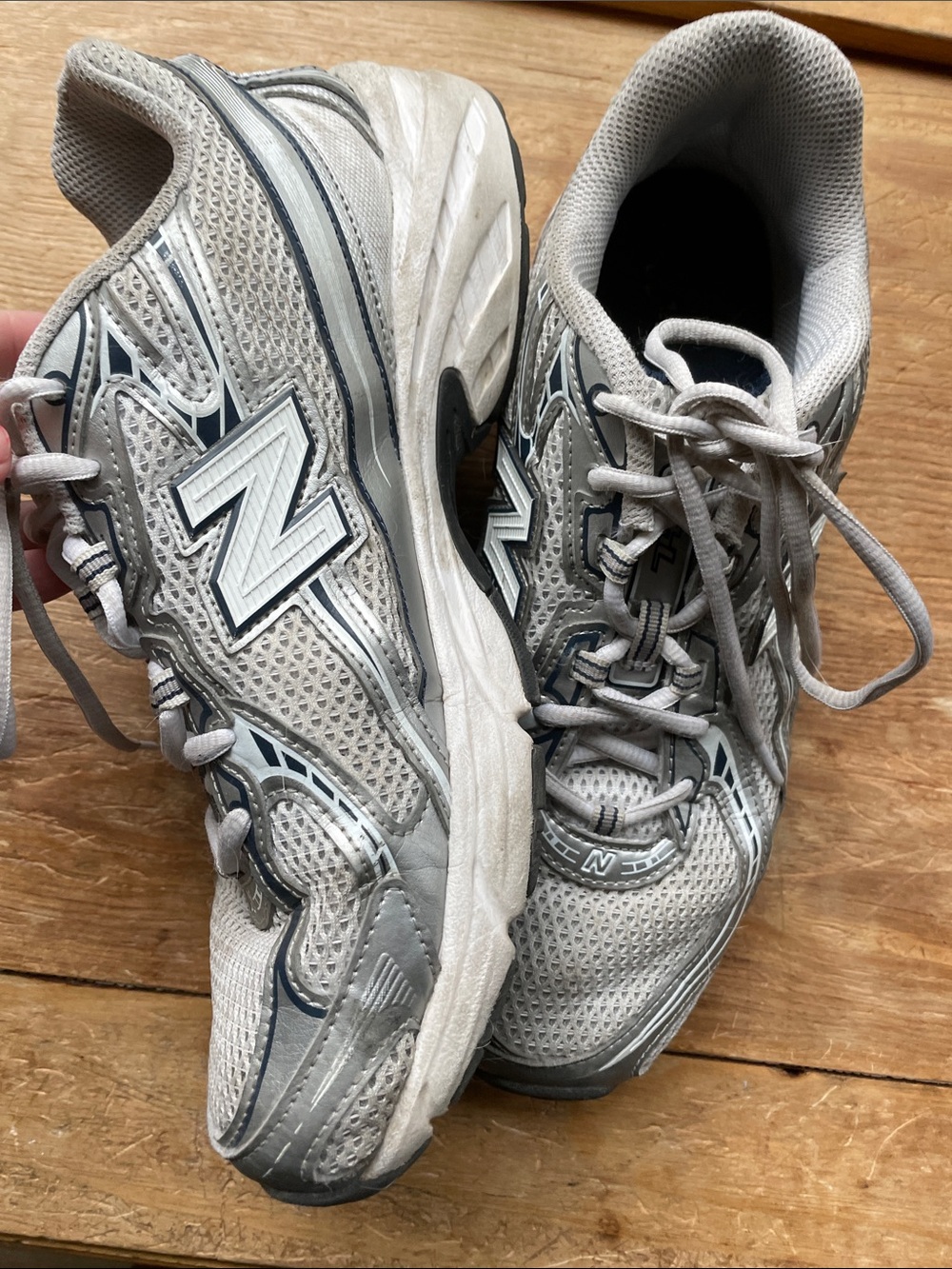 New Balance Gray and Navy Mesh Running Sneakers